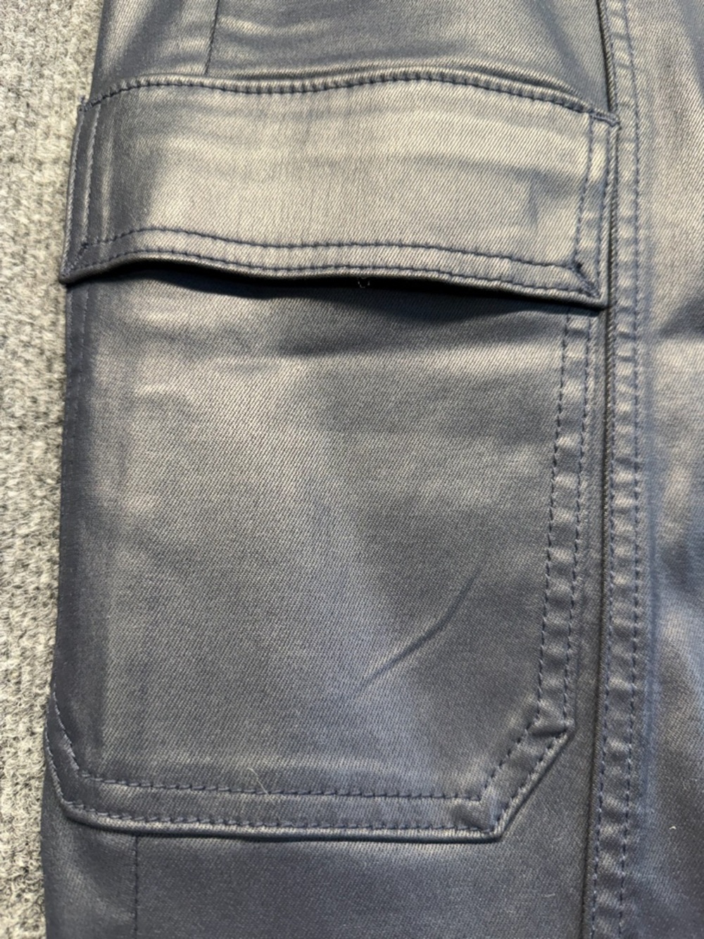 WHBM Coated Cargo Boot Jeans in Coated Officer Blue - Size 8 (NWT) - Picture 9 of 12